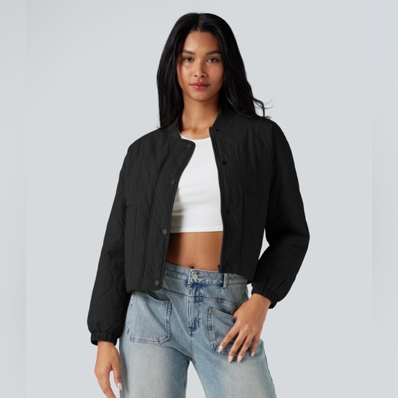 HALARA Jackets & Blazers - 🖤Stand Collar Long Sleeve Casual Bomber Quilted Jacket with Pockets NWT Large